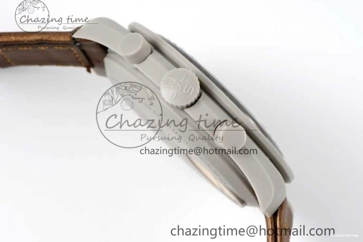 0418 Speedmaster Misson To Saturn 1:1 Best Edition Beige Dial On Nylon Strap Quartz Casual 7861